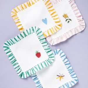 NWT Anthropologie Pernille Rosenkilde Set of four Cocktail Napkins